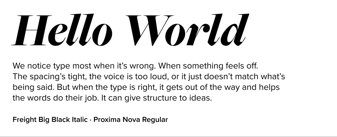 Freight Big paired with Proxima Nova