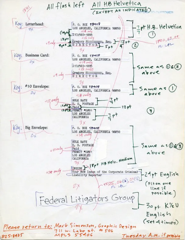 Click to see a larger image. Typesetting markup for some stationery.