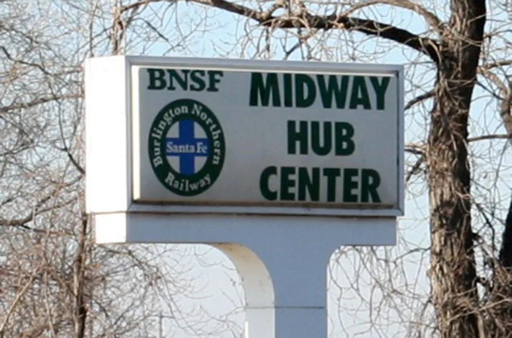 Sign reads: Midway Hub Center