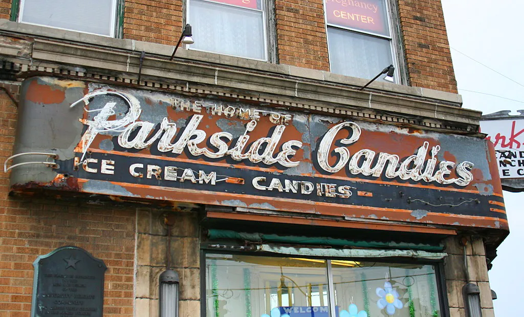 Click to see it bigger. Parkside Candies sign in Buffalo, NY.