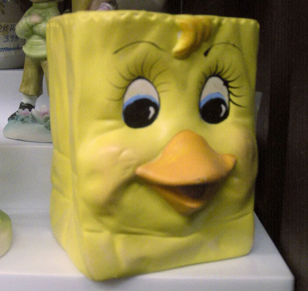 Photo of a flower pot that looks a bit like SpongeBob SquarePants